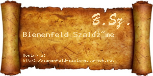 Bienenfeld Szalóme névjegykártya